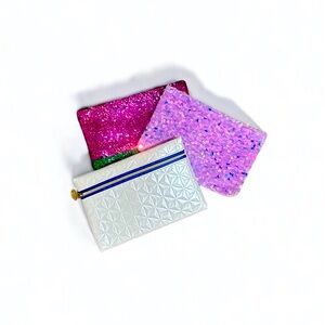 3-set glittery zipper bags